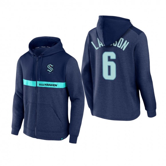 Seattle Kraken Adam Larsson Iconic Ultimate Champion Full-Zip Hoodie Navy