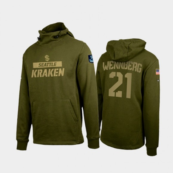 Seattle Kraken Delta Shift Alexander Wennberg Green Pullover Hoodie #21