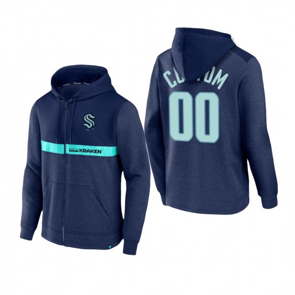 Seattle Kraken Custom Iconic Ultimate Champion Full-Zip Hoodie Navy