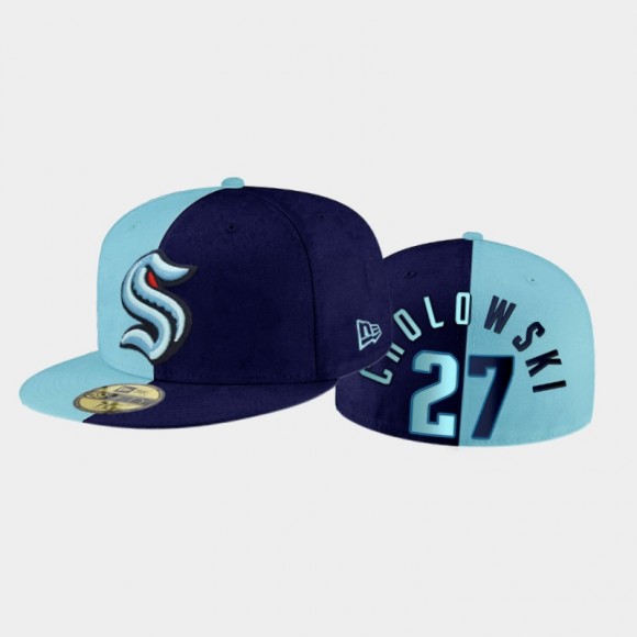 Seattle Kraken Dennis Cholowski Split Edition Blue Fitted Cap Hat