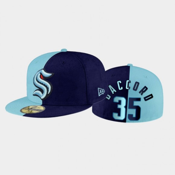 Seattle Kraken Joey Daccord Split Edition Blue Fitted Cap Hat