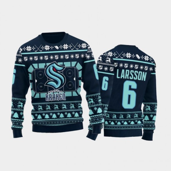 2021 Christmas Gift Kraken Adam Larsson Blue Ugly Sweater