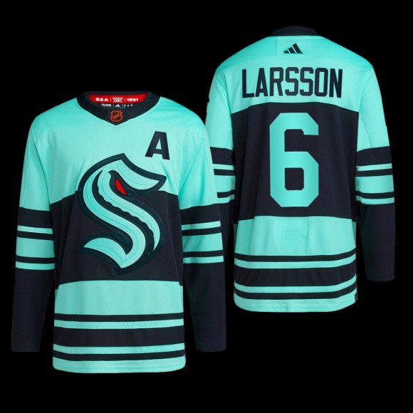 Reverse Retro 2.0 Seattle Kraken Adam Larsson Jersey Authentic Primegreen Ice Blue #6 Uniform