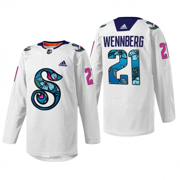 Alexander Wennberg Seattle Kraken Pride Night Jersey White #21 Warmup