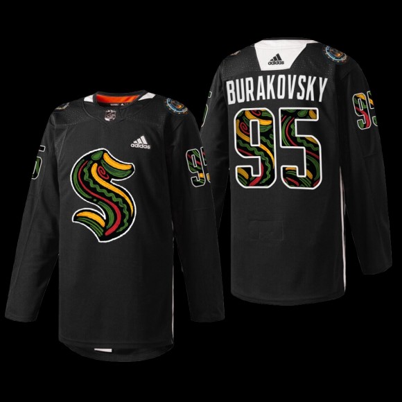 Andre Burakovsky Seattle Kraken Black History Month Jersey Black #95 Warmup