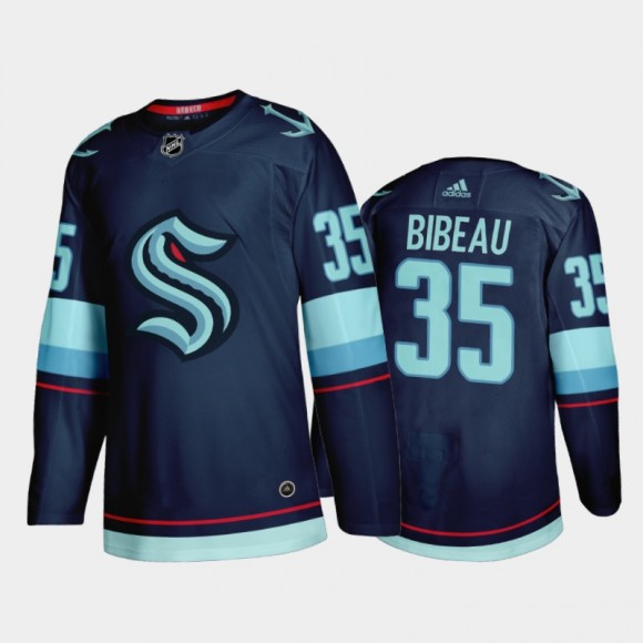 Seattle Kraken Antoine Bibeau #30 Home 2021-22 Authentic Jersey Navy