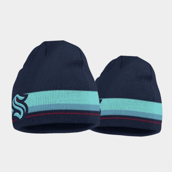 Kraken Primary Logo Blue Knit Hat Pom Beanie