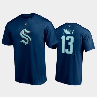 Seattle Kraken #13 Brandon Tanev 2021-22 Authentic Stack Men T-Shirt Blue