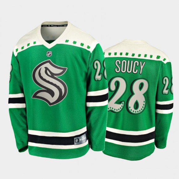 Seattle Kraken Carson Soucy #28 2022 St. Patrick Jersey Green