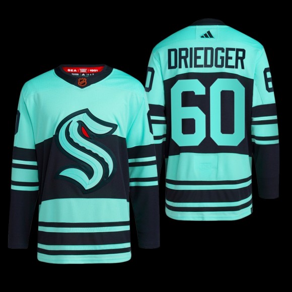 Reverse Retro 2.0 Seattle Kraken Chris Driedger Jersey Authentic Primegreen Ice Blue #60 Uniform