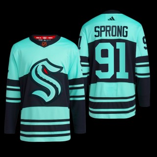 Reverse Retro 2.0 Seattle Kraken Daniel Sprong Jersey Authentic Primegreen Ice Blue #91 Uniform