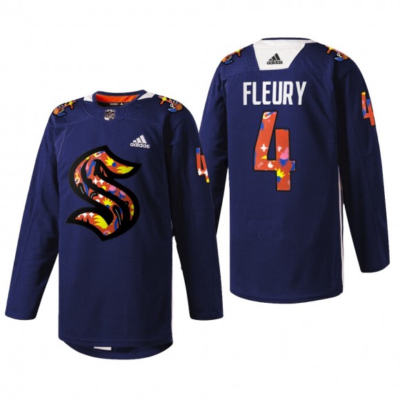 Haydn Fleury Seattle Kraken Women of Hockey Jersey Navy #4 Stevie Artwork Warmup