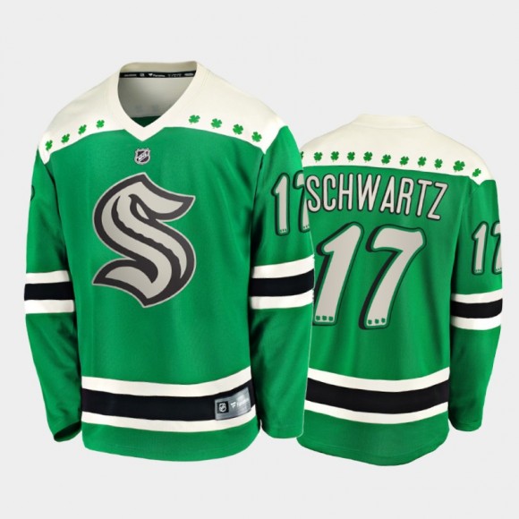 Seattle Kraken Jaden Schwartz #17 2022 St. Patrick Jersey Green