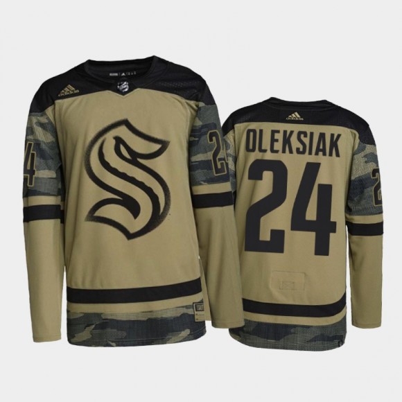 Seattle Kraken Jamie Oleksiak Salute To Service Camo #24 Jersey 2021-22 Military