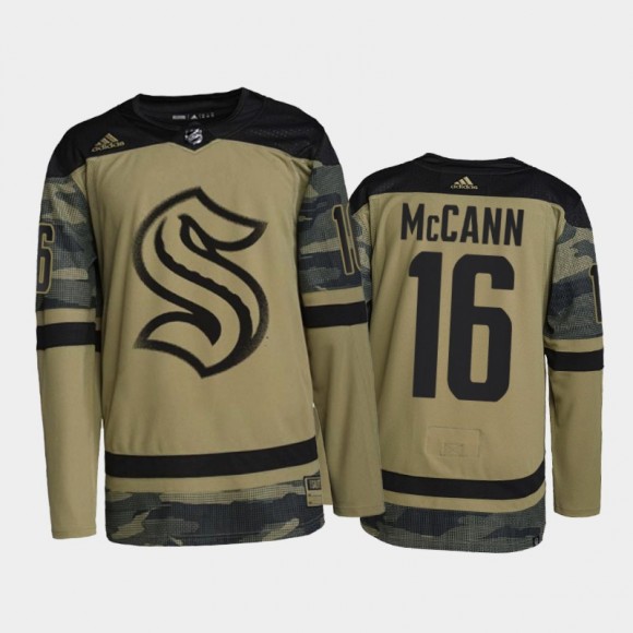 Seattle Kraken Jared McCann Salute To Service Camo #16 Jersey 2021-22 Military