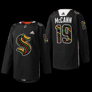 Jared McCann Seattle Kraken Black History Month Jersey Black #19 Warmup