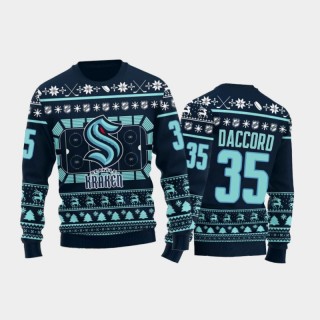 Seattle Kraken Joey Daccord Blue Ugly Sweater 2021 Christmas Gift