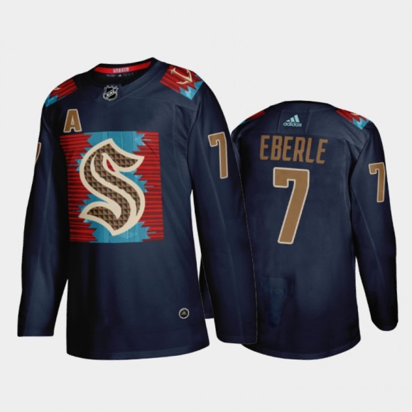 Jordan Eberle Seattle Kraken Karuk Art-inspired Jersey Blue #7 Indigenous Peoples Night