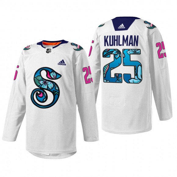 Karson Kuhlman Seattle Kraken Pride Night Jersey White #25 Warmup