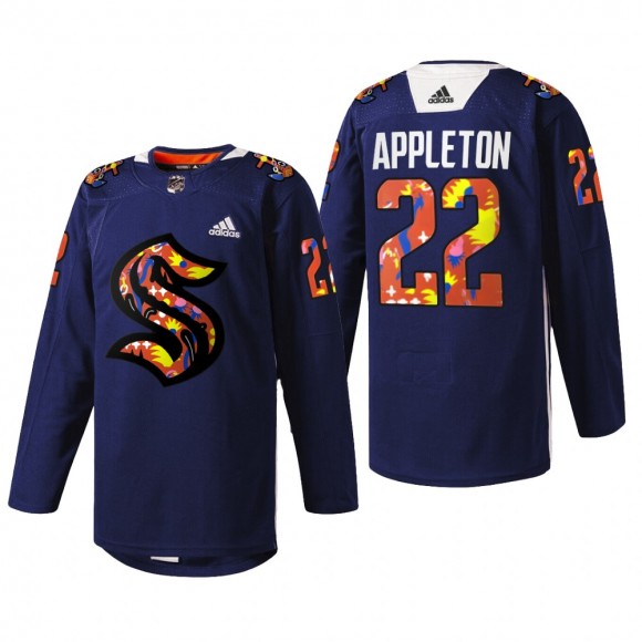 Mason Appleton Seattle Kraken Women of Hockey Jersey Navy #22 Stevie Artwork Warmup