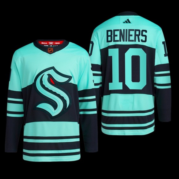 Reverse Retro 2.0 Seattle Kraken Matty Beniers Jersey Authentic Primegreen Ice Blue #10 Uniform