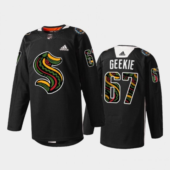 Seattle Kraken Morgan Geekie #67 Black History Month 2022 Jersey Black Limited Edition