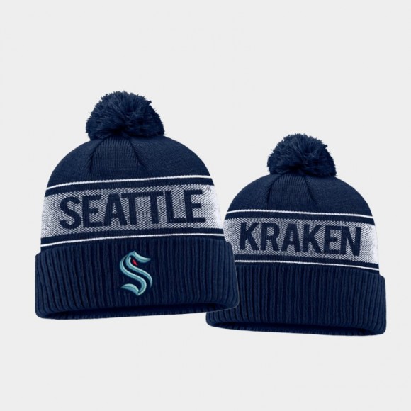 Kraken Iconic Navy Knit Hat Cuffed Pom