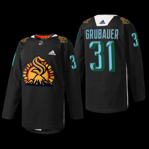 Black History Month Seattle Kraken Philipp Grubauer Jersey specialty warmup Black #31 Uniform