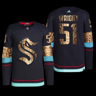 Shane Wright Seattle Kraken Golden Python Skin Jersey Navy #51 Authentic Uniform