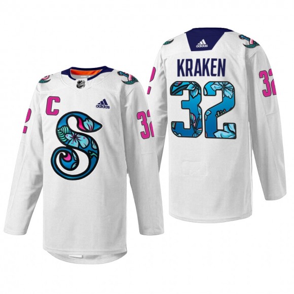 Seattle Kraken Pride Night Jersey White #32 Warmup