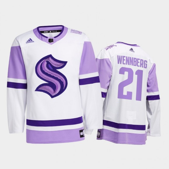 Alexander Wennberg 2021 HockeyFightsCancer Jersey Seattle Kraken White Special