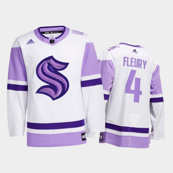 Haydn Fleury 2021 HockeyFightsCancer Jersey Seattle Kraken White Special