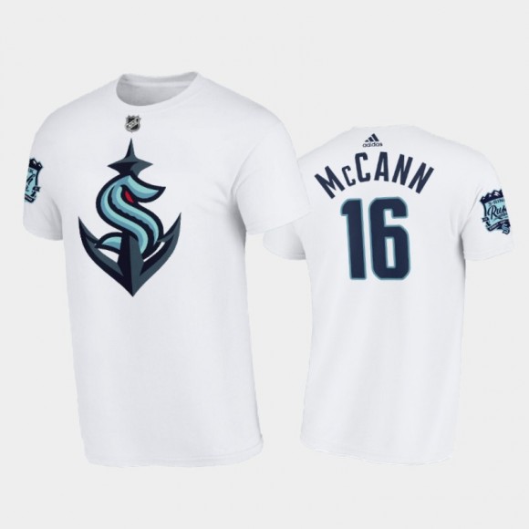 Men Seattle Kraken Jared McCann #16 Preseason Exhibition Game White Tee