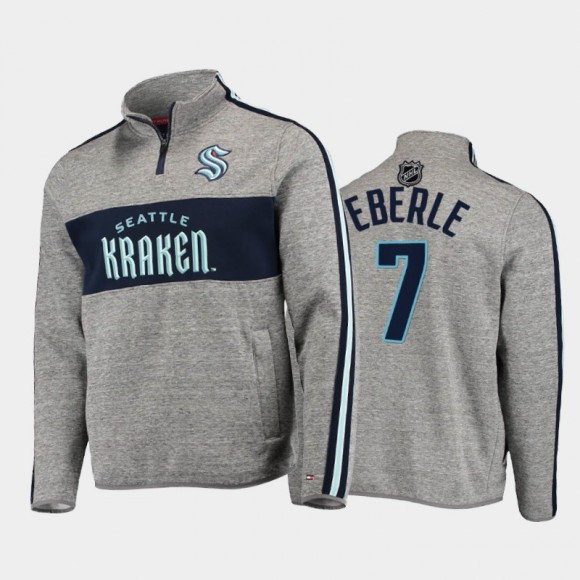 Jordan Eberle Seattle Kraken Mario Quarter-Zip Heathered Gray Jacket Tommy Hilfiger