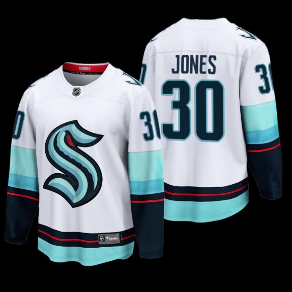 Seattle Kraken #30 Martin Jones White 2022 Away Breakaway Player Jersey