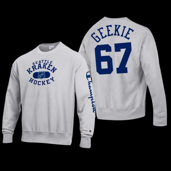 Morgan Geekie Seattle Kraken #67 Champion Reverse Weave Pullover Gray Sweatshirt