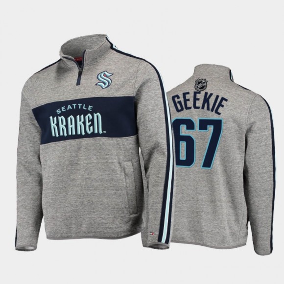 Morgan Geekie Seattle Kraken Mario Quarter-Zip Heathered Gray Jacket Tommy Hilfiger