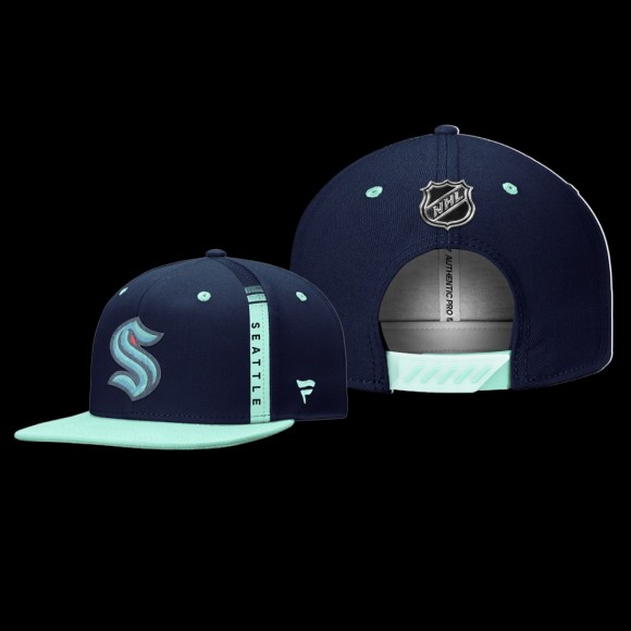 Men Seattle Kraken Authentic Pro 2022 NHL Draft Navy Snapback Hat