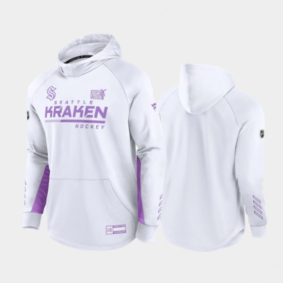 Seattle Kraken 2021 HockeyFightsCancer Pullover Hoodie White