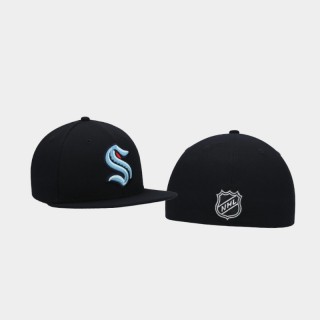 Men's Seattle Kraken Fitted Primary Logo Black Hat