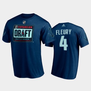 Men Seattle Kraken Haydn Fleury #4 2021 NHL Expansion Draft Navy Tee