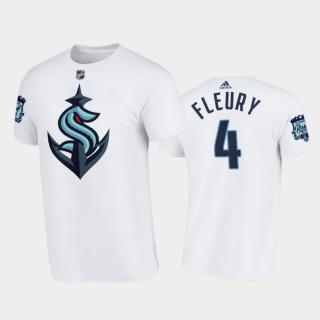 Men Seattle Kraken Haydn Fleury #4 Preseason Exhibition Game 2021-22 White Tee