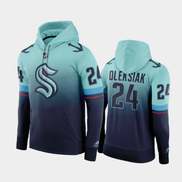 Men Seattle Kraken Jamie Oleksiak #24 Primary Logo Gradient Blue Hoodie