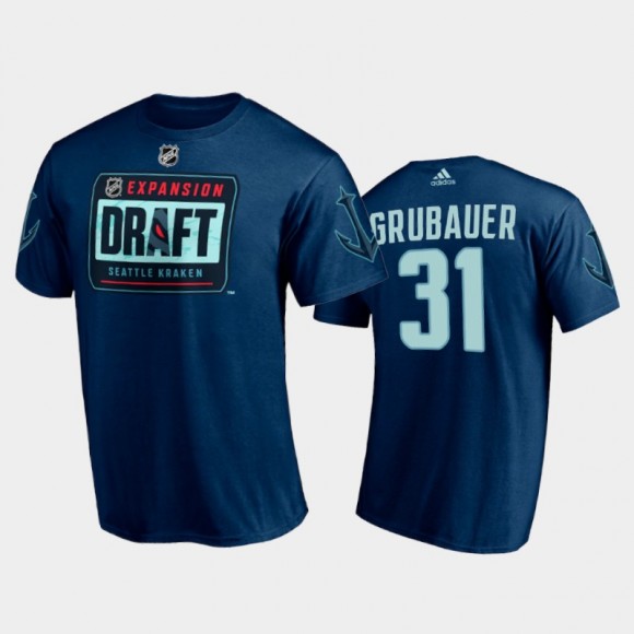 Seattle Kraken Philipp Grubauer #31 2021 NHL Expansion Draft Navy Tee