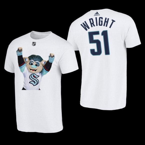 Seattle Kraken Shane Wright Team Mascot buoy White #51 Tee