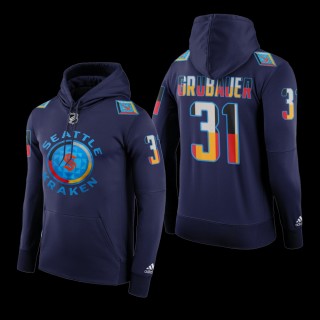 Philipp Grubauer #31 Seattle Kraken Hoodie 2022 Indigenous People Night Navy Special