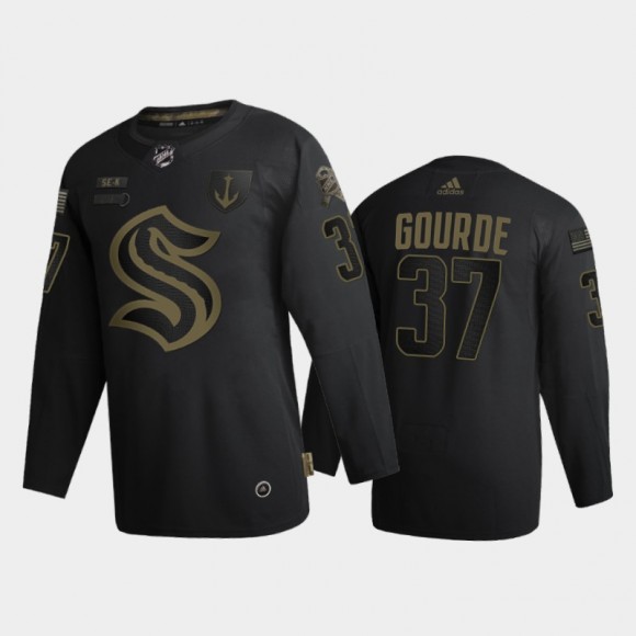 Seattle Kraken Yanni Gourde #37 Military Appreciation Night 2021-22 Authentic Jersey Black