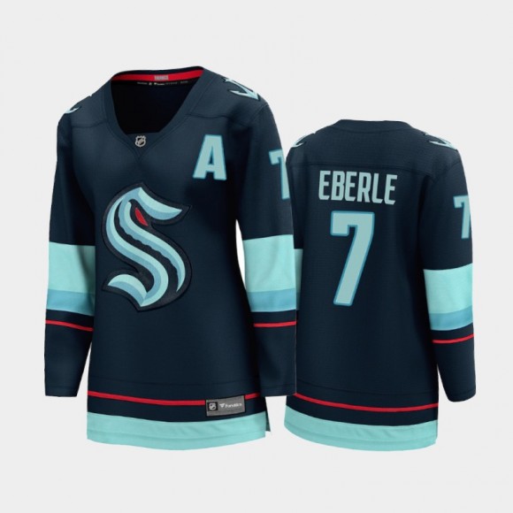 Women Seattle Kraken Jordan Eberle #7 Home 2021-22 Alternate captains Jersey Navy