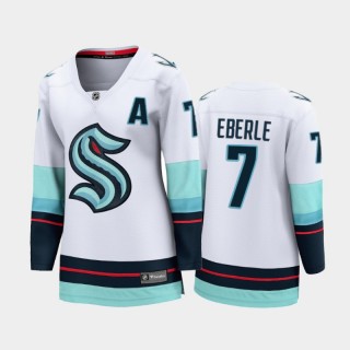 Women Seattle Kraken Jordan Eberle #7 Away 2021-22 Alternate captains Jersey White