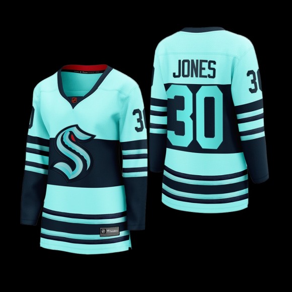 Women Seattle Kraken Martin Jones #30 Special Edition 2.0 2022 Breakaway Player Jersey Ice Blue